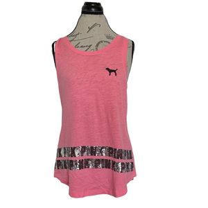 Victoria Secret Pink Blouse Size Small Womens Sleeveless Sequins Animal Y2k
